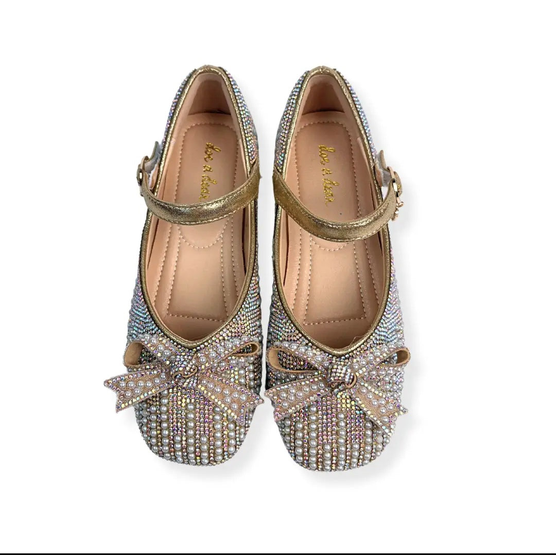 Girls Sparkly Dress Shoes with Bow – Mary Jane Party & Wedding Shoes