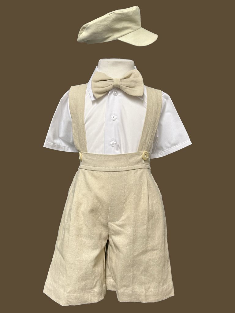 Baby Boy Formal Outfit Set with Suspenders & Bow Tie