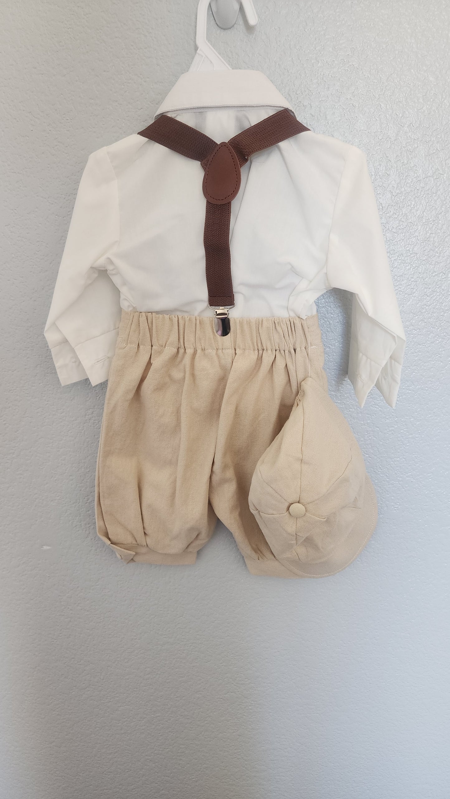 Stylish Baby Boy Outfit Set (0–24 Months) | Bow Tie, Suspenders & Cap