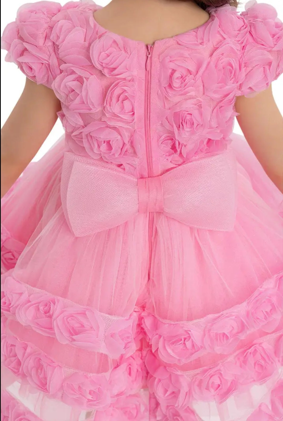 pink Rose Ruffle First Birthday Dress – Baby Girl Party Dress