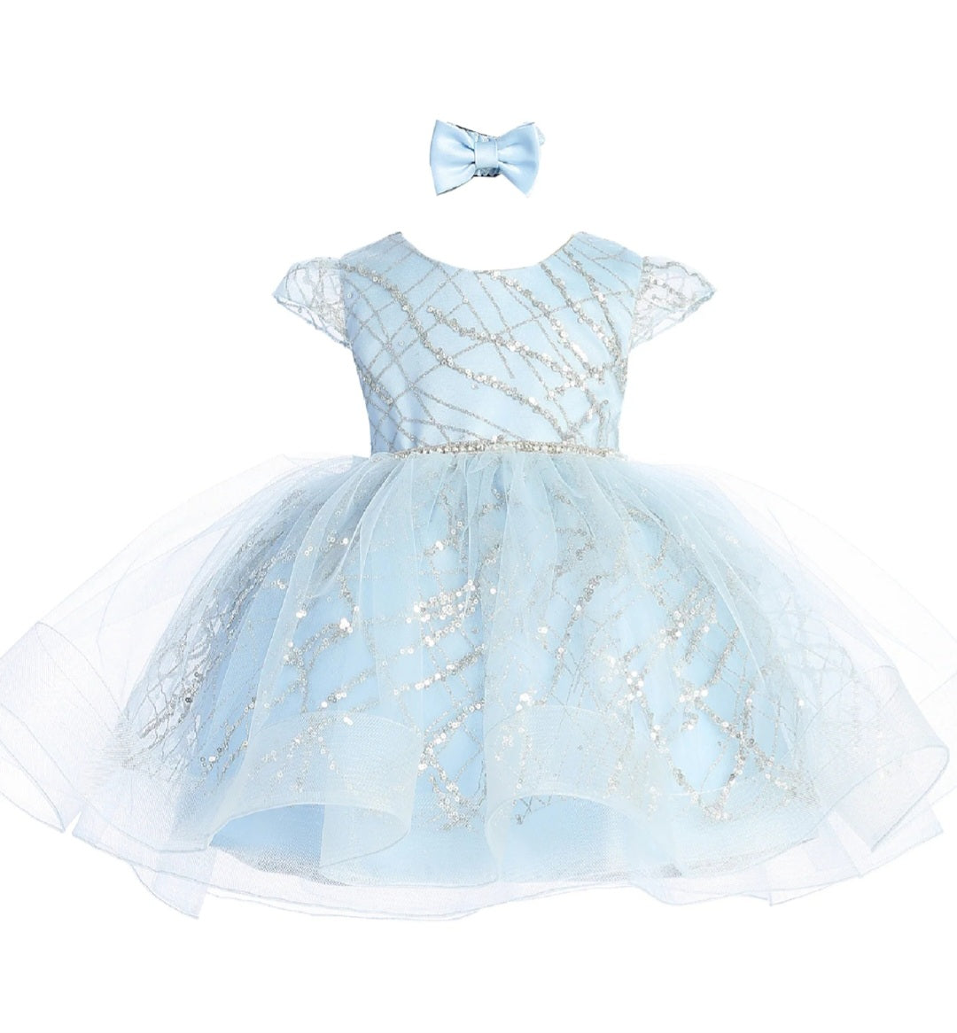 Baby Girl First Birthday Dress – Sparkly Tulle Party Dress with Bow