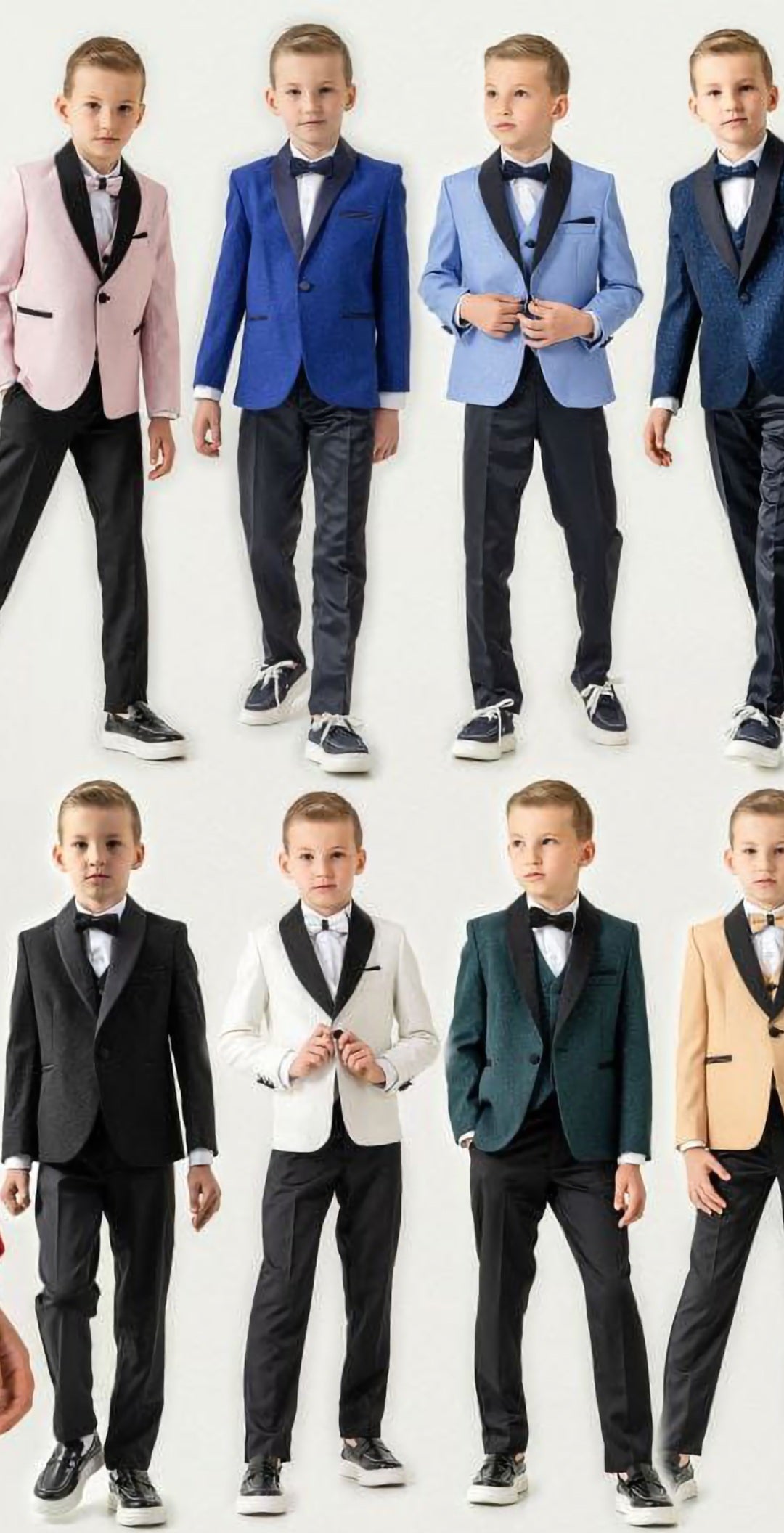Boys 4-Piece Classic Black Tuxedo Set – Includes Coat, Vest, Pants & Bow Tie