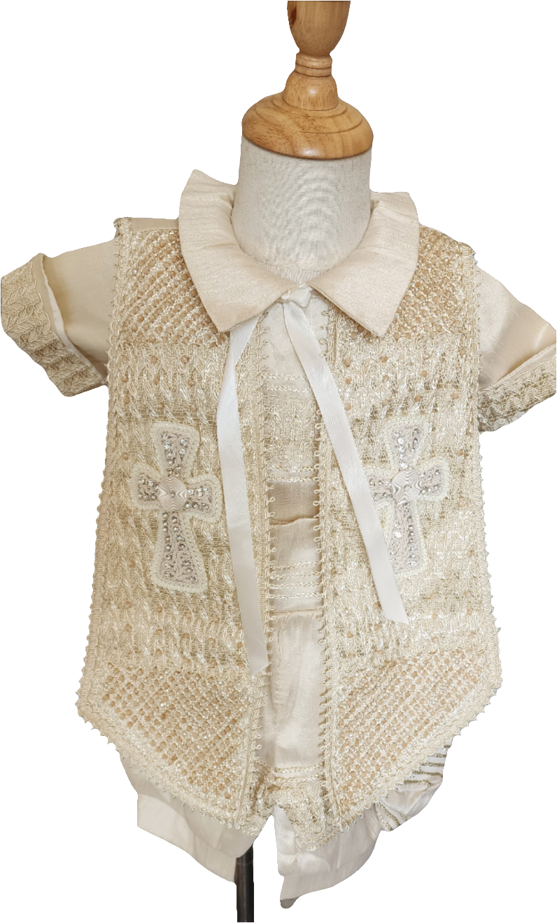 Elegant Boys Baptism Outfit with Cross Embroidery – Christening & Special Occasion Set