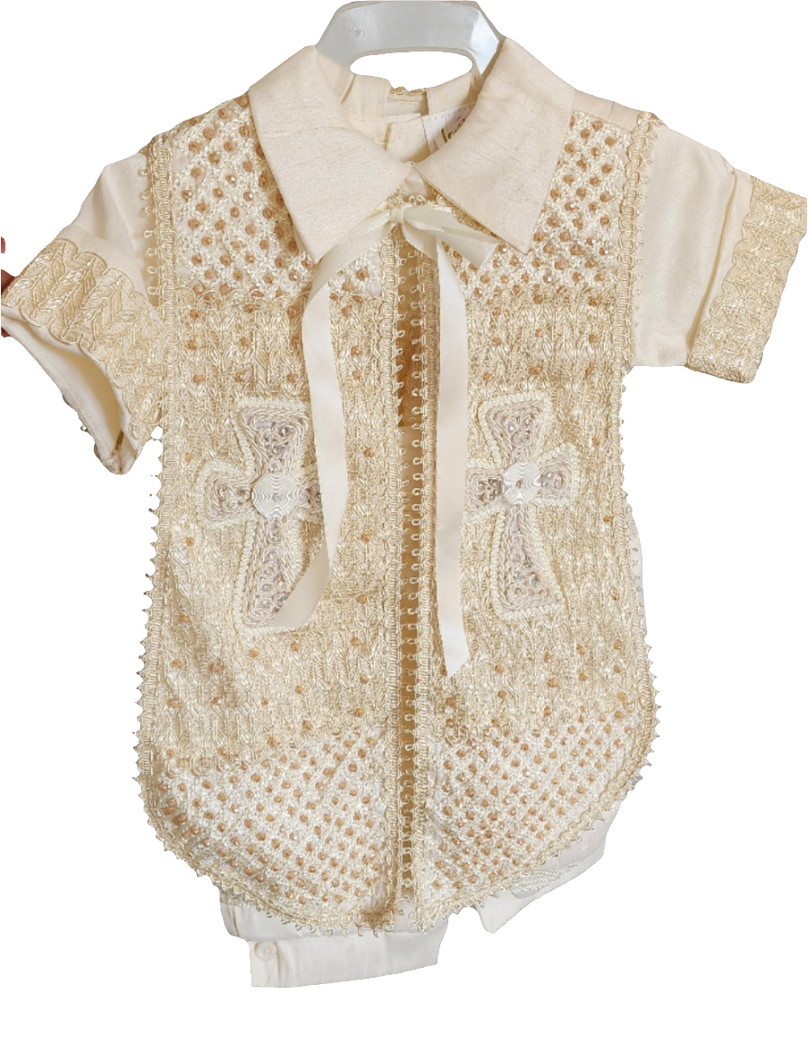 Elegant Boys Baptism Outfit with Cross Embroidery – Christening & Special Occasion Set