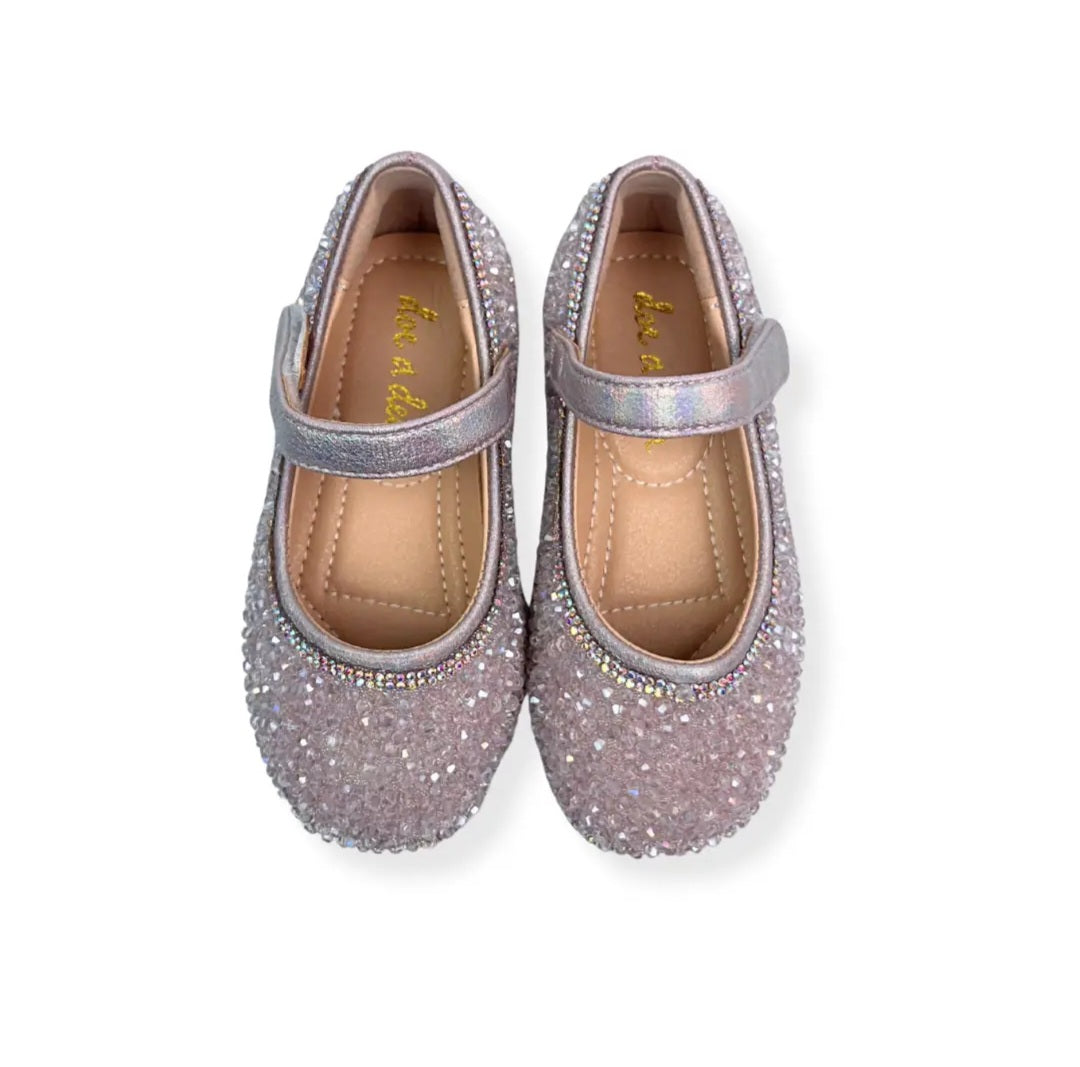 Girls Pink Sparkly Dress Shoes – Glitter Mary Jane Party & Wedding Shoes