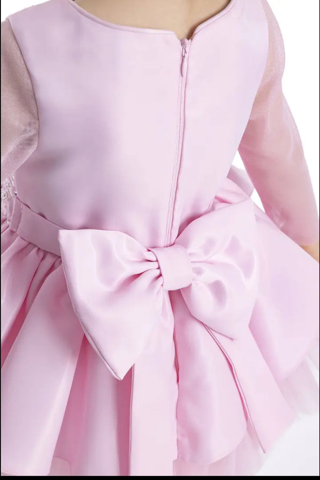 Baby Girl Pink Long Sleeve First Birthday Dress – Layered Tulle Party Dress