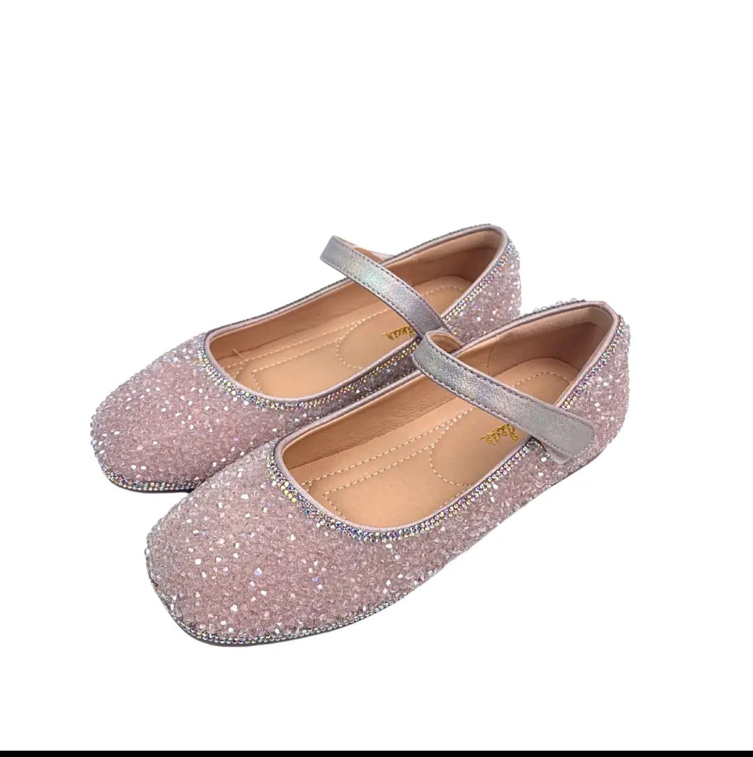 Girls Pink Sparkly Dress Shoes – Glitter Mary Jane Party & Wedding Shoes