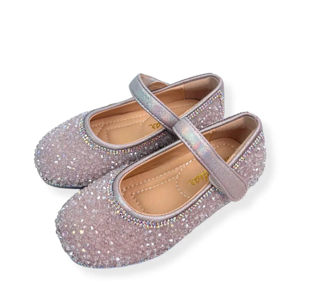 Girls Pink Sparkly Dress Shoes – Glitter Mary Jane Party & Wedding Shoes