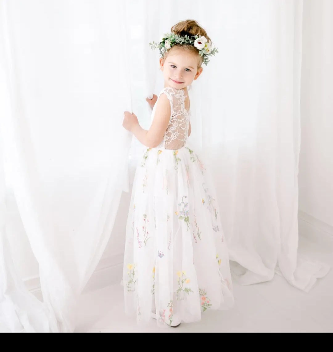 Girls Floral Tulle Dress – Toddler to Big Kid (2T–9Y) | Birthday, Flower Girl, Special Occasion