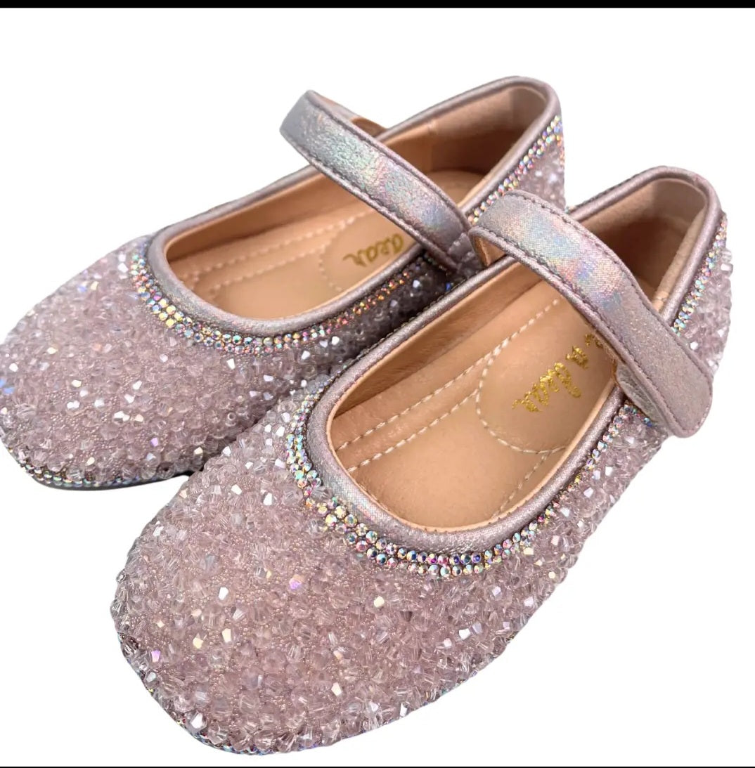 Girls Pink Sparkly Dress Shoes – Glitter Mary Jane Party & Wedding Shoes