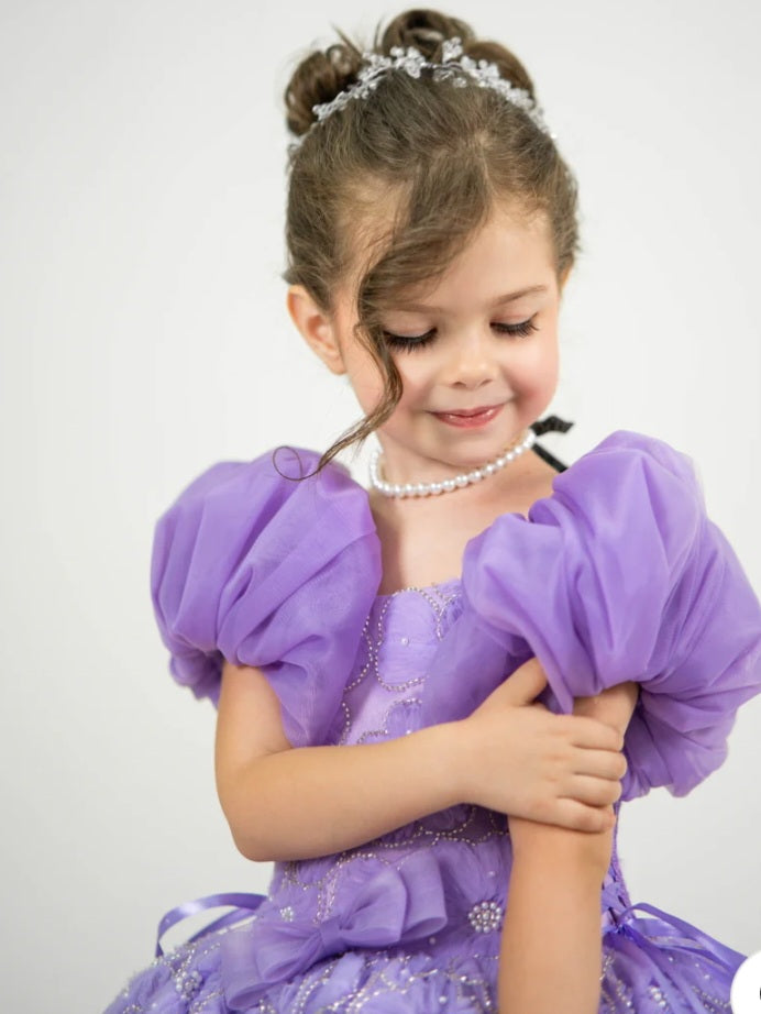 Handmade Lilac Luxury Birthday Dress for Girls – Elegant Party & Special Occasion Outfit (Final Sale)