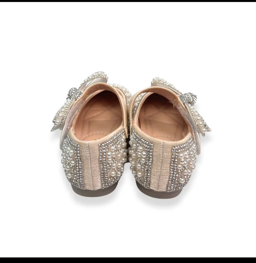 Elegant Pearl & Rhinestone Bow Dress Flats shoes