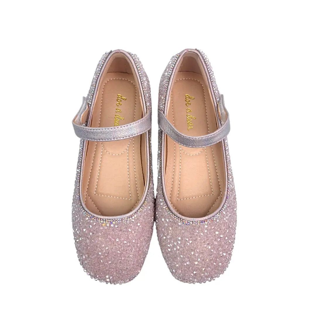 Girls Pink Sparkly Dress Shoes – Glitter Mary Jane Party & Wedding Shoes