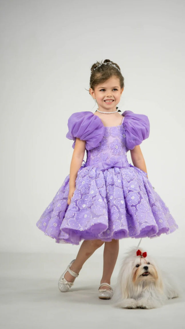 Handmade Lilac Luxury Birthday Dress for Girls – Elegant Party & Special Occasion Outfit (Final Sale)
