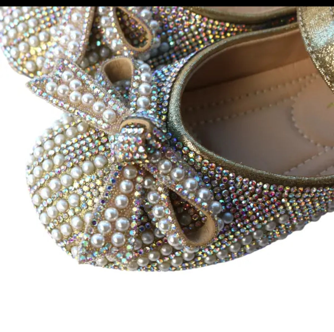 Girls Sparkly Dress Shoes with Bow – Mary Jane Party & Wedding Shoes