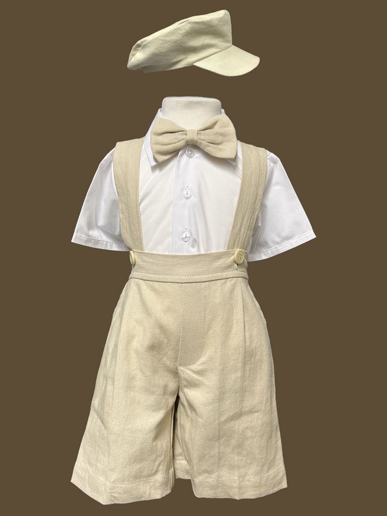 Baby Boy Formal Outfit  Set with Suspenders & Bow Tie