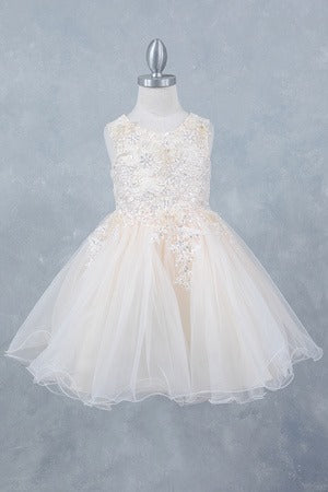 Elegant champagne tulle flower girl dress