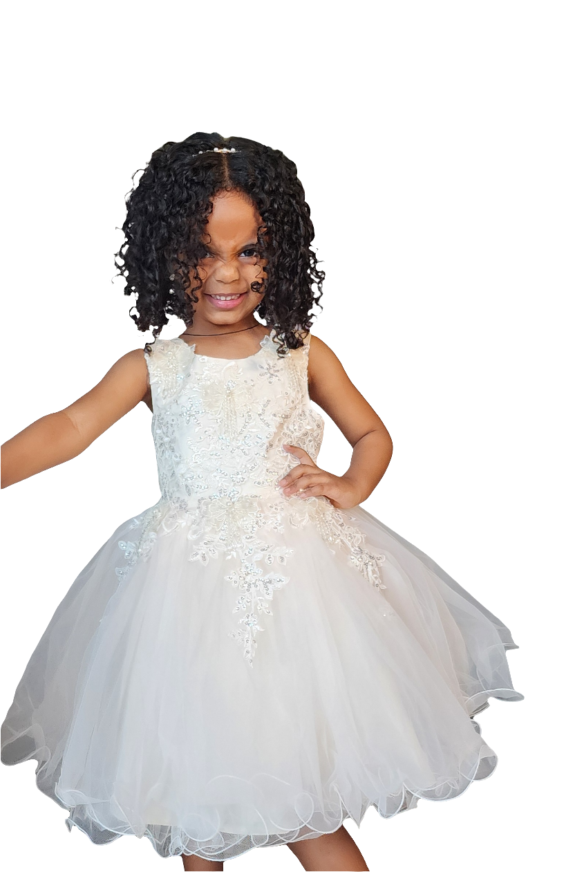 Elegant champagne tulle flower girl dress