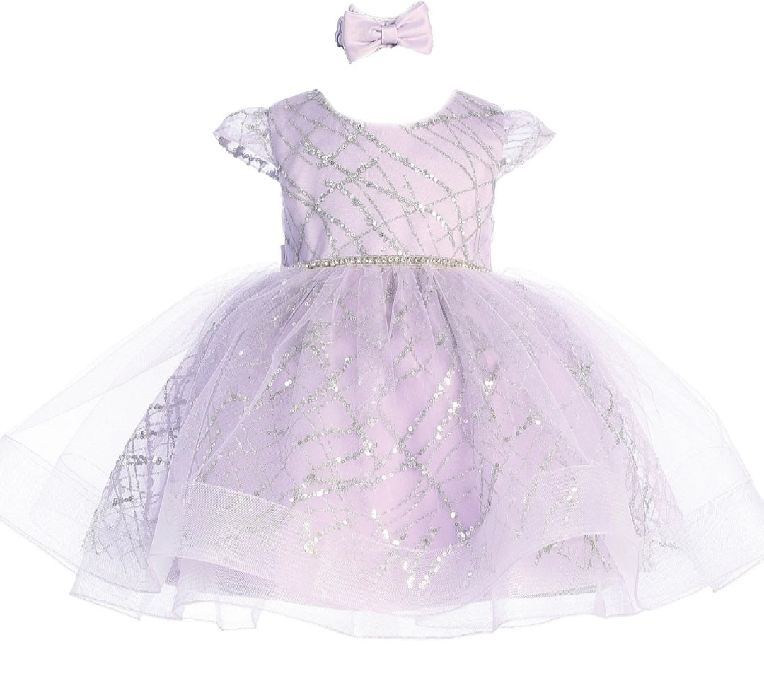 Lilac Sparkle Tulle Baby Dress – First Birthday & Special Occasion Outfit