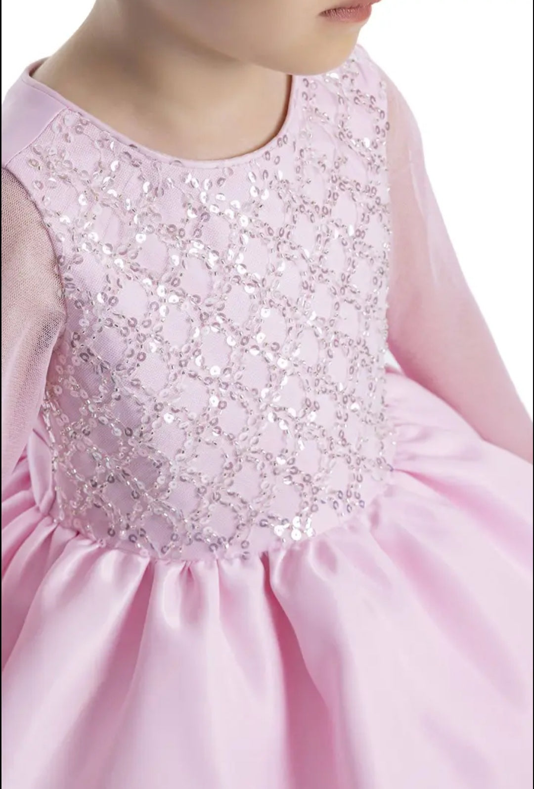 Baby Girl Pink Long Sleeve First Birthday Dress – Layered Tulle Party Dress