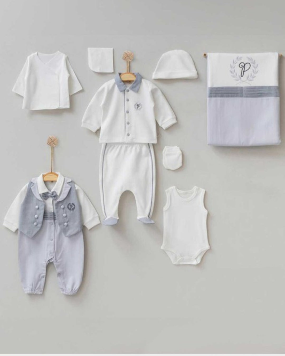 Coming-Home Baby Boy  Outfit in White$ Blue infant/newborn clothes