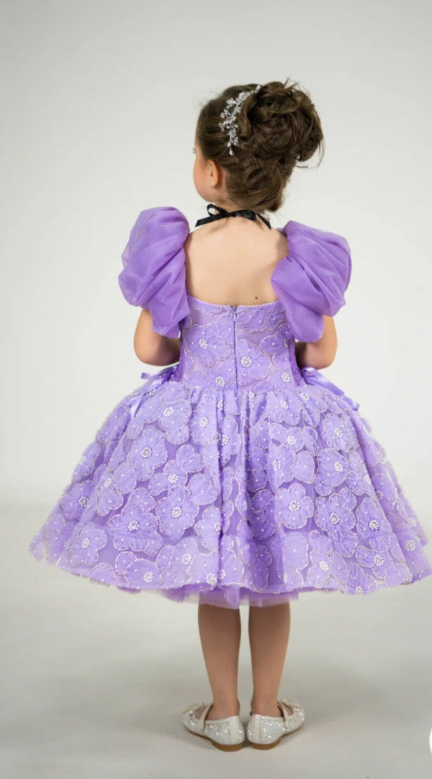 Handmade Lilac Luxury Birthday Dress for Girls – Elegant Party & Special Occasion Outfit (Final Sale)